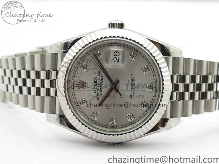 MiroTime 0327 DateJust 41MM 126334 904L SS VRF 1:1 Best Edition Silver Dial Crystals Markers on SS Jubilee Bracelet A FashionForward 2907